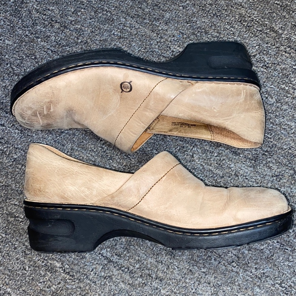 Born Tan suede leather mules